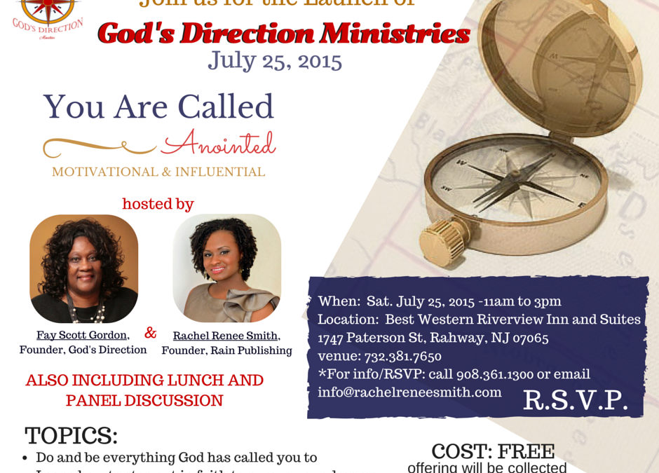 Join Rachel Renee Smith at the Launch of God's Direction in Rahway, NJ – July 25th